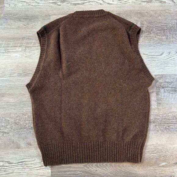 NWT Stanley Blacker Wool Sweater Vest L Argyle Brown Green Shetland Made Italy - Picture 3 of 6
